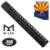 Guntec USA GT-15MLK-308 Guntec USA GT-15MLK-308 15" Ultra Lightweight Thin M-LOK System Free Floating Handguard With Monolithic Top Rail (.308 Cal) (Anodized Black) GT-15MLK-308