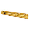 Guntec USA GT-15MLK-308-GOLD 15" Ultra Lightweight Thin M-LOK System Free Floating Handguard With Monolithic Top Rail (.308 Cal) (Anodized Gold)