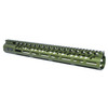 Guntec USA GT-15MLK-308-GREEN 15" Ultra Lightweight Thin M-LOK System Free Floating Handguard With Monolithic Top Rail (.308 Cal) (Anodized Green)