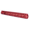 Guntec USA GT-15MLK-308-RED 15" Ultra Lightweight Thin M-LOK System Free Floating Handguard With Monolithic Top Rail (.308 Cal) (Anodized Red)