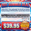 Guntec USA GT-15MLK-BC 15-inch Ultra Lightweight Thin M-LOK Free Floating Handguard with Monolithic Top Rail in Black Chrome, shown in the promotional advertisement with discounted pricing and patriotic background.