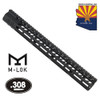 Guntec USA GT-16.5MLK-308 16.5" Ultra Lightweight Thin M-LOK Free Floating Handguard With Monolithic Top Rail (.308 Cal) (Anodized Black)