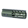 Guntec USA GT-6MLK-GREEN Guntec USA GT-6MLK-GREEN 6" Ultra Lightweight Thin M-LOK Free Floating Handguard With Monolithic Top Rail (Anodized Green) GT-6MLK-GREEN