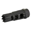 Strike Industries SI-TC-Comp-223-5.56 Triple Crown 223/556 1/2x28, black tactical muzzle brake for rifles, with a slotted design for recoil reduction.