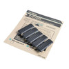 Strike Industries SI-MLOK-COVER-V2-BK M-LOK Cover V2 in Black, 5-pack, with black textured covers laid on informational packaging showing assembly instructions and product details.