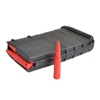 Strike Industries SI-DR-762x39 Dummy Rounds, 7.62X39 MM fake firearm ammunition with 5 pieces in a black plastic magazine container, showing two red dummy rounds, used for training or display.