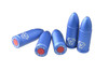 Strike Industries SI-DR-AL-9MM-BLU Aluminum Dummy Rounds - 9mm - 5pcs/pk, blue metallic dummy rounds for 9mm firearms on a white background.