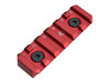 Strike Industries SI-LINK-RS-6-RED Link Rail Section 6 Slots, red aluminum rail section with numbered slots for KeyMod and M-Lok mounting surfaces.