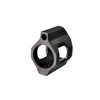 Strike Industries SI-AR-LPGB Enhanced Low Profile Steel Gas Block, close-up of black low profile steel rifle gas block with precise machining and mounting holes.