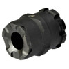Strike Industries SI-XCOMP-TP X-Comp Thread Protector for CZ Scorpion, black metal threaded muzzle device with jagged edges.