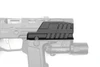 Strike Industries SI-SMC-BS-H Blast Shield for Modular Chassis (SMC) - ALPHA (Hyper), black blast shield mounted on a firearm.