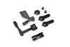 Strike Industries SI-AR10-E-LRPLT AR-10 Enhanced Lower Receiver Parts Less Trigger, Hammer and Disconnector, black metal and polymer components with screws on a white background.