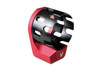 Strike Industries SI-AR-ECN&EEP-RED AR Enhanced Castle Nut & Extended End Plate in Red, image showing the black and red tactical gun part designed for firearm assembly.
