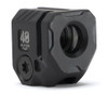 Strike Industries SI-MC-QUAD Micro Threaded Barrel Comp - QUAD, black micro threaded barrel compensator with weight markings and mounting thread for tactical firearm enhancement.
