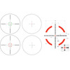 Trijicon - CRHX828 -C-2900031 - Trijicon Credo Hx 1-8x24 Ffp Moa R/g, close-up of its illuminated reticles and detailed scope measurement graphics for precise aiming.