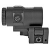 Trijicon MAG-C-2600001, Trijicon Magnifier 3x with Quick Release Flip Mount, black tactical rifle scope mounted on a rail.