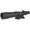 Trijicon - TA55A - Trijicon Acog 5.5x50 Red Chv 308 Flt rifle scope, black optic with magnification, mounted on a rail, for precision shooting and military use.