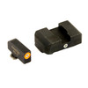 AmeriGlo GL-201 Pro-I-dot Night Sights for Glock 17/19, black sight with orange outline and mounting components for quick target acquisition and enhanced sight alignment.