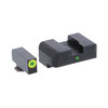 AmeriGlo GL-301 Pro-Dot Green Sight Set for Glock – Precision Target Acquisition & Low-Light Performance, black front and rear pistol sights with bright green aiming dots displayed on a white background.