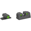 Meprolight 0401103111 Hyper-Bright Tritium Sights for Sig P320/P365, green-green, low light visibility, front and rear sight with green Tritium inserts for handgun shooting in darkness.