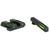Hi-Viz GLN321 Tritium LiteWave H3 Night Sights for Glock 42/43, green front and rear sights for optimal day and night firearm targeting.