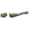 Hi-Viz HHVS450 LiteWave Front & Rear Sight Combo for Henry .22 LR Rifles, adjustable windage and elevation, multi-color pipes, featuring green illuminated sights for improved accuracy.