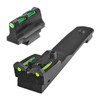 Hi-Viz HHVS620 Henry H009 Rifle Sight Set - Adjustable Front & Rear with Interchangeable LitePipes for Enhanced Target Acquisition, image of scope components with green LitePipes installed.