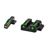 Hi-Viz MPSN521 LiteWave H3 Tritium Night Sights for Shield Handguns, day and night illumination with 12-year warranty, featuring green and orange glow sights for enhanced target visibility in low light conditions.