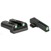 TRUGLO TG-TG131ST2 TFO Tritium Fiber-Optic Night Sights, black fiber-optic sights with green illuminated dots for enhanced visibility in day and night shooting conditions.