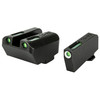 TRUGLO TFX(TM) Pro-Tritium + Fiber-Optic Night Sights - Model TG-TG13GL5A, black front and rear sights with green fiber-optic and tritium illuminated inserts for enhanced visibility and durability.