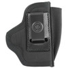 DeSantis Gunhide DESANTIS PROSTLTH P238 911 LCP BLK, black gun holster with belt clip and textured surface.