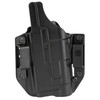 Bravo Concealment BC30-1004 Adaptive OWB Holster for Glock 17 with TLR-1, a premium outside the waistband concealed carry holster made of durable black polymer with adjustable retention screws and concealment features.