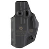 Crucial Concealment 1022 IWB Holster - Ambidextrous, Adjustable Retention & Optic Compatible, Ideal for Concealed Carry, black holster with logo and QR code, designed for Ruger LC9/E9 pistols.