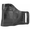 DeSantis Gunhide DESANTIS E-GAT SLIDE J FRAME RH BLK, black leather gun slide holster for J-frame revolvers with attachment strap.