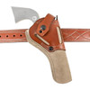 DeSantis Gunhide DESANTIS WILD HOG RUG WRNGLR AMBI TN, leather holster with a gun inside and a leather belt