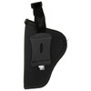 Allen Company ALLEN CORTEZ NYLON HOLSTER BLK SZ 1, black nylon holster with a belt loop and a leather patch for attachment.