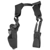 Uncle Mike's U/M PRO PAK VERT SHDLR HLSTR SZ 15 R, tactical shoulder holster with adjustable straps and compartments for firearm and accessories.