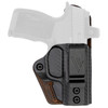 Versacarry VRSCRY CMPND CSTM IWB SHIELD EZ RH, concealed carry inside the waistband holster with carbon fiber finish and adjustable retention, right hand draw.