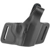 Bianchi 15714 Black Widow Belt Slide Holster - Ultra Hi-Ride Design for 1911 Pistol (3-5 inch barrel) - right hand, OWB carry, black leather holster with reinforced stitching and slide belt loops.