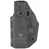 Crucial Concealment 1021 Covert IWB Holster - Ambidextrous, Adjustable Retention & Optic Compatible for Ultimate Concealment, close-up of the black holster showing its textured surface and logo.