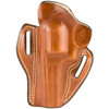 DeSantis Gunhide DESANTIS SPD SCBRD SW N FM 4" RH T, leather gun holster with white stitching for a 4-inch firearm, shown from inside view highlighting craftsmanship and design.