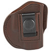 1791 Gunleather 1791 4 WAY IWB/OWB SIGN BRN RH SZ 3, leather gun holster with metal clip and detailed stitching.