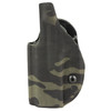 Safariland 20-244-711 Minimalist IWB Holster for Springfield Hellcat Pro - Suede Lined, Adjustable Tension, Multicam Black, shown from a side view with a camouflage pattern.
