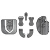 Alien Gear Holsters Photon No-Light Holster – Ambidextrous, Slim Profile, and Optics Ready, disassembled with all mounting and fitting parts laid out.