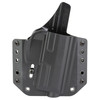 Bravo Concealment BC10-1007 Adaptive OWB Holster - Ultimate Outside the Waistband Concealed Carry Fit, black holster with adjustable screws and a pistol grip showing.