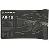 TekMat TEK-R44-AR15-CA Gun Cleaning Mat, detailed diagram of parts and components, with labeled sections for AR-15 rifle maintenance.