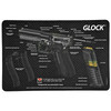 TekMat TEK-R17-GLOCK-CA, detailed diagram of Glock firearm components on a textured black background with labels