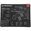 TekMat TEK-R20-GLOCK-G4, Gun cleaning mat with diagram of Glock Gen4 pistol parts and specifications.