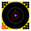 Birchwood Casey SHT-N-C RND BULLSEYE TGT 5-12 inch, round black and orange shooting target with bullseye design for target practice.