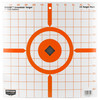 Birchwood Casey BC-37210 Self-Adhesive Shooting Targets, image of a grid pattern target with bright orange markings and a black center, suitable for indoor and outdoor ranges, easy to see bullet impacts.